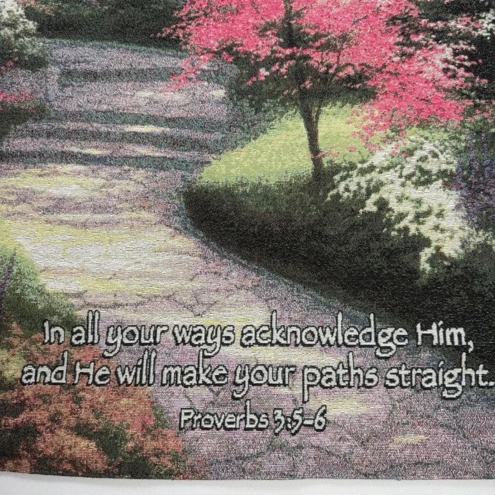Thomas Kinkade Afternoon Tapestry Wall Hanging‎ Proverbs 3:5-6 Woven Art 26x36